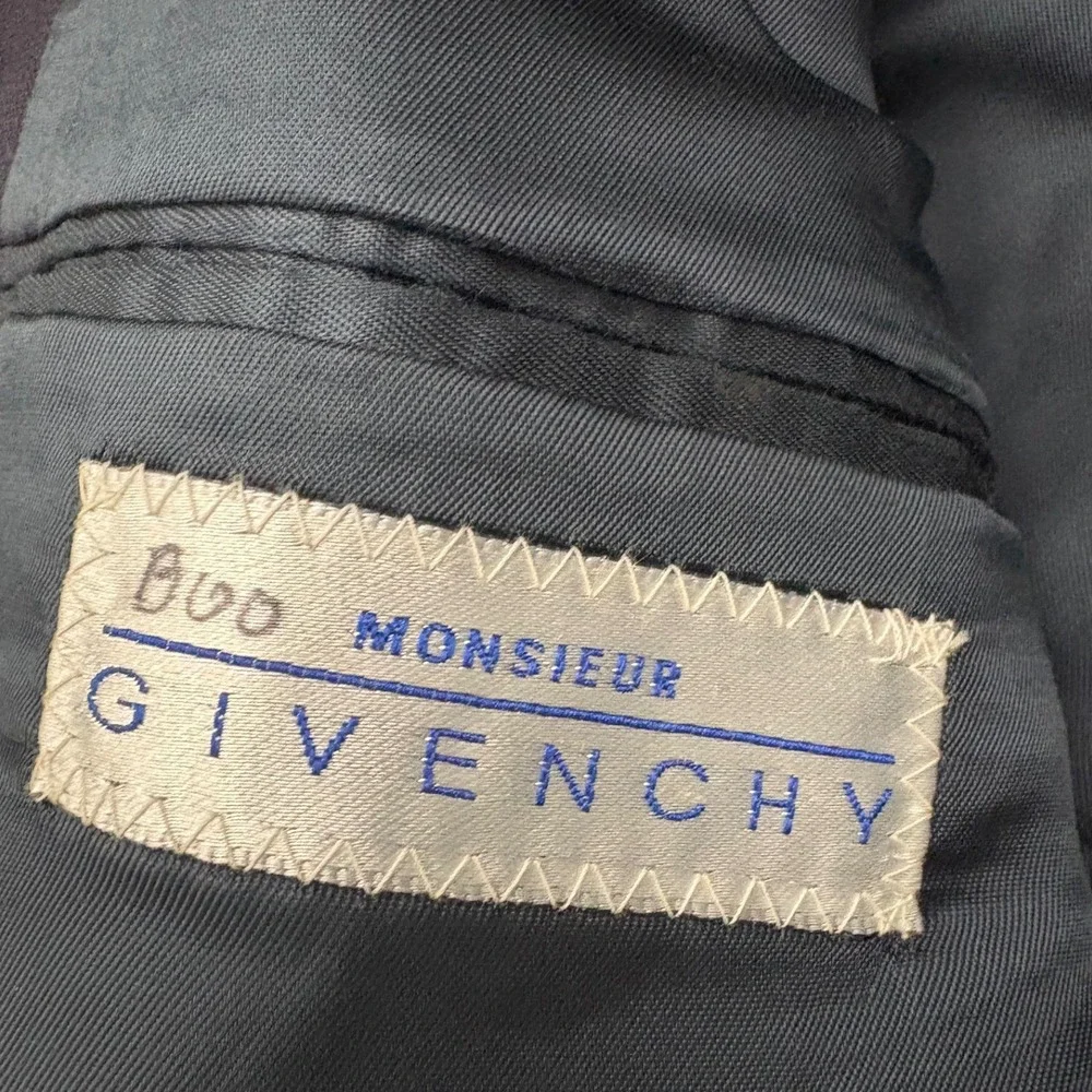 VTG Monsieur Givenchy Blazer Mens 42 Navy Gold Buttons Wool Sport Coat USA Made
